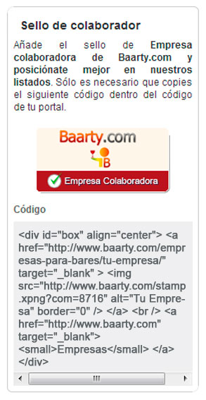 Código de sello colaborador en Baarty.com