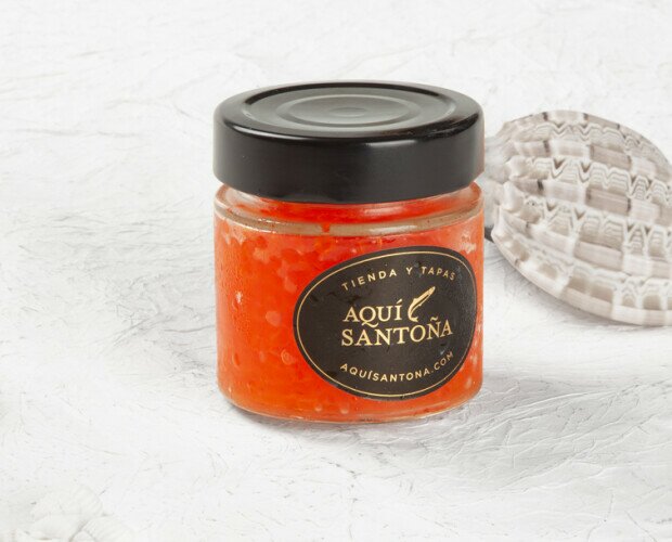Caviar de Trucha. u color calabaza, brillante e intenso, y de un sabor a trucha asalmonada