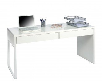 Mesa escritorio dos cajones. Fabricada en melamina blanca de altas calidades