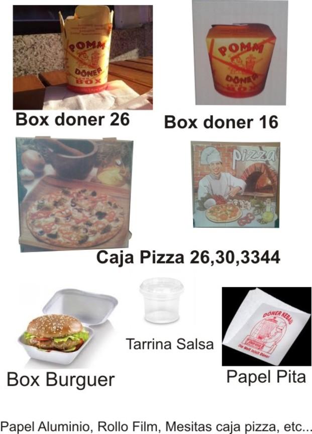 Consumibles. Cajas de pizza, box donner, box burger, tarrinas