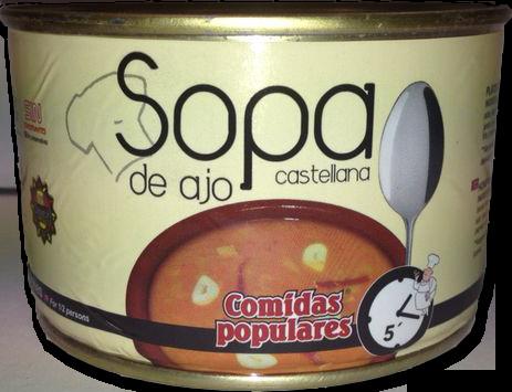 Sopa de Ajo en lata. Simplemente calentar y servir!
