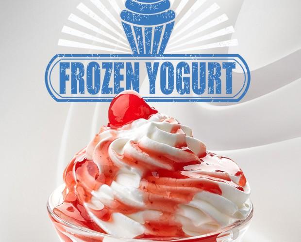 Frozen yogur natural. Yogurt helado, sin gluten, para añadir toppings