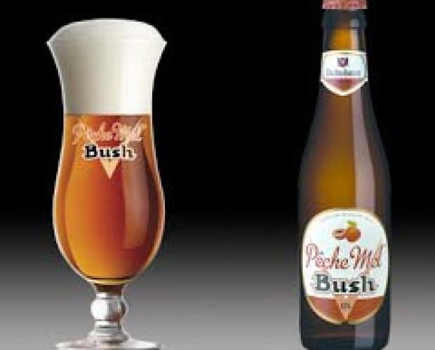 Bush Pêche Mel. Cerveza especial belga, ambarina, 8,5 % de alcohol