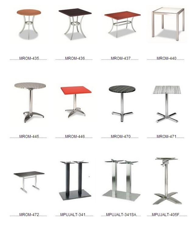 Mesas aluminio. Variedad de colores y diseños