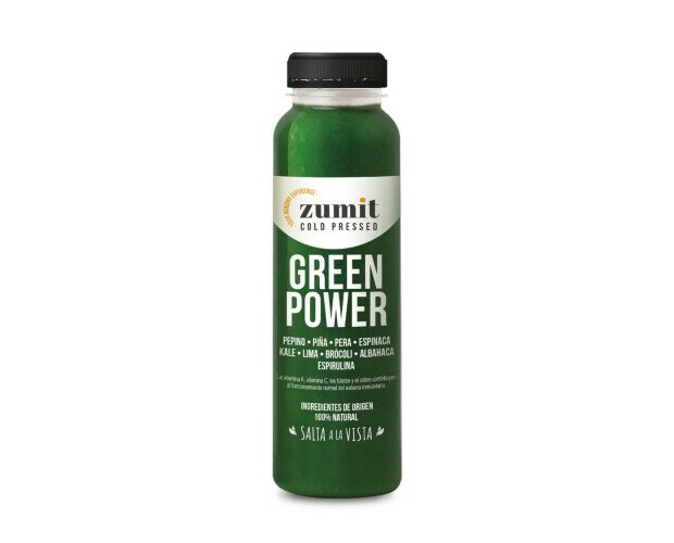 Zumit Green Power. Pepino, piña, pera, espinacas, kale, lima, brócoli, albahaca, espirulina