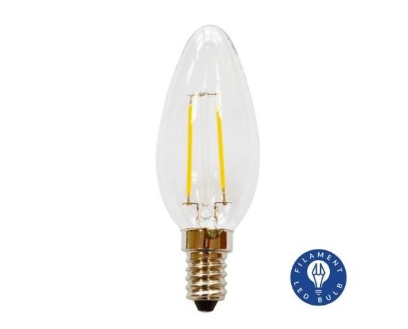 Bombilla Filamento LED Vela E14 2W. Nuevas bombillas que sustituyen a las antiguas de filamento de carbón
