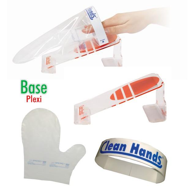 Clean Hands Base with glove. Permite ponerse y quitarse el guante de modo práctico y rápido