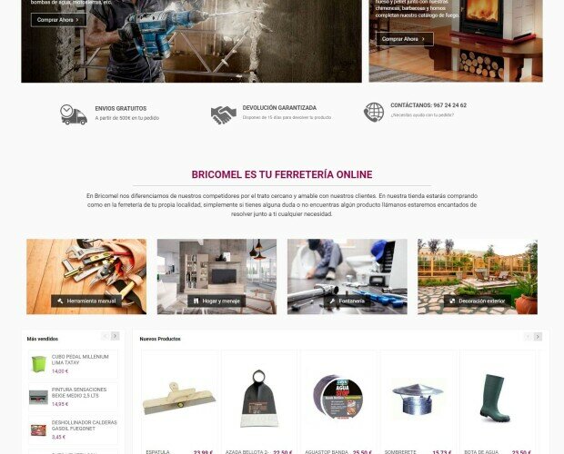 Diseño web Tienda Online. Diseño de una tienda online para una empresa del sector del bricolaje y ferretería.